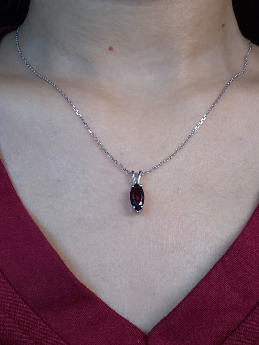 14Kt Gold Garnet Marquise Pendant